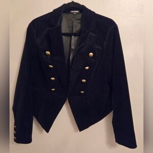 Torrid Black Velvet Military Style Cropped Womens Jacket Sz 1